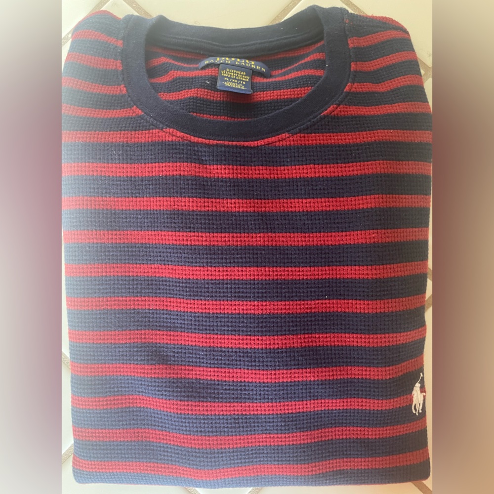 Polo Ralph Lauren Thermal(Sleepwear) Navy/Maroon Stripe-Size XL